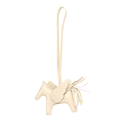 Hermes Milo Lambskin Matte Alligator Touch Grigri Rodeo Pegase Horse Bag Charm PM Craie Nata Beton 1 of 6