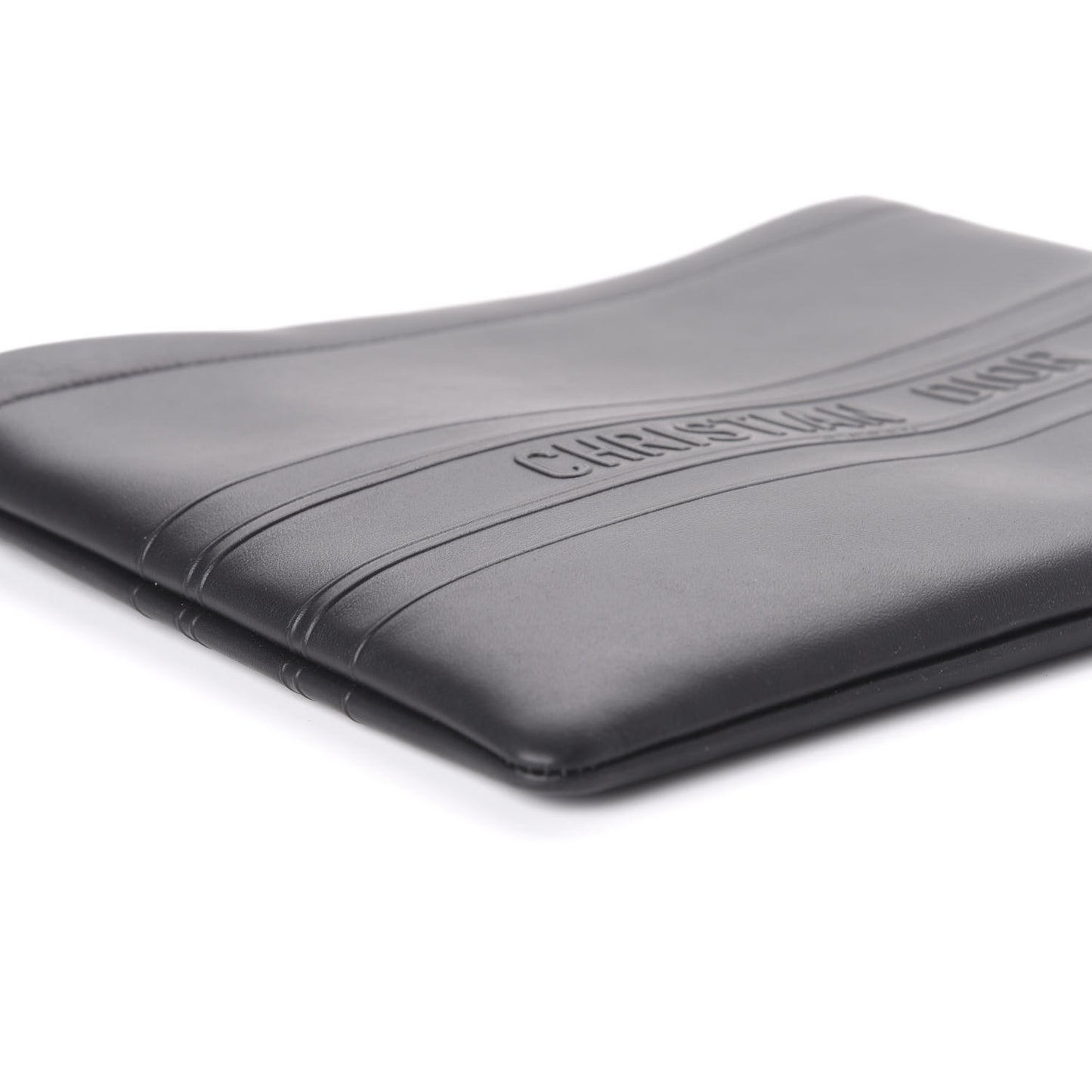 Calfskin Embossed Medium Clutch Black