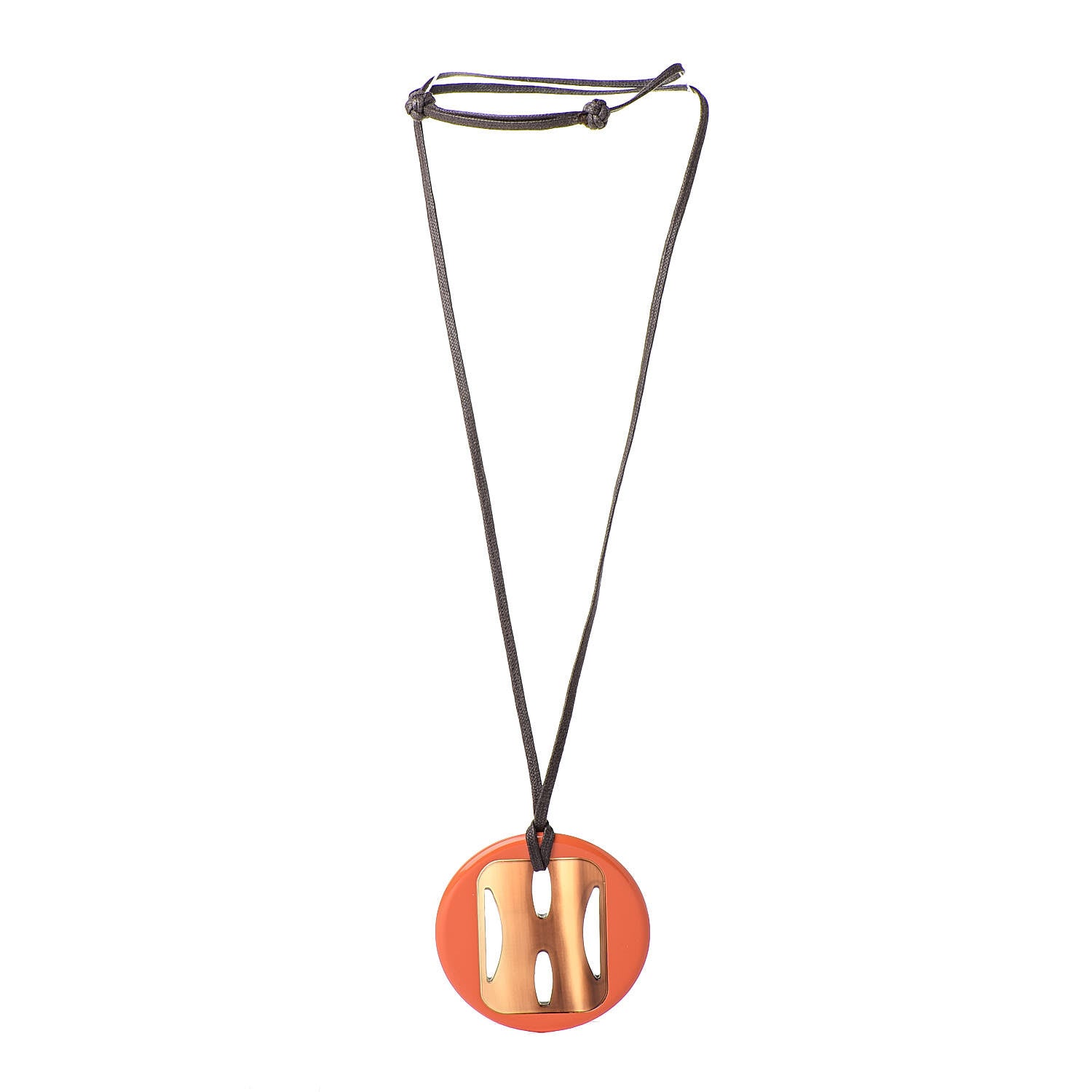 Hermes Buffalo Horn Lacquer Tonkin Necklace Orange 3 of 5