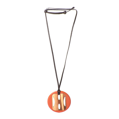 Hermes Buffalo Horn Lacquer Tonkin Necklace Orange 3 of 5