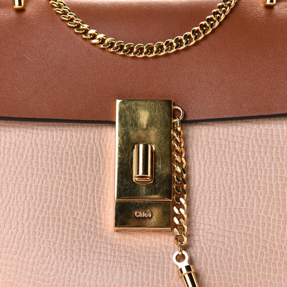 Chloe Grained Calfskin Lambskin Mini Bi-Color Drew Shoulder Bag Powder Beige Caramel 12 of 13