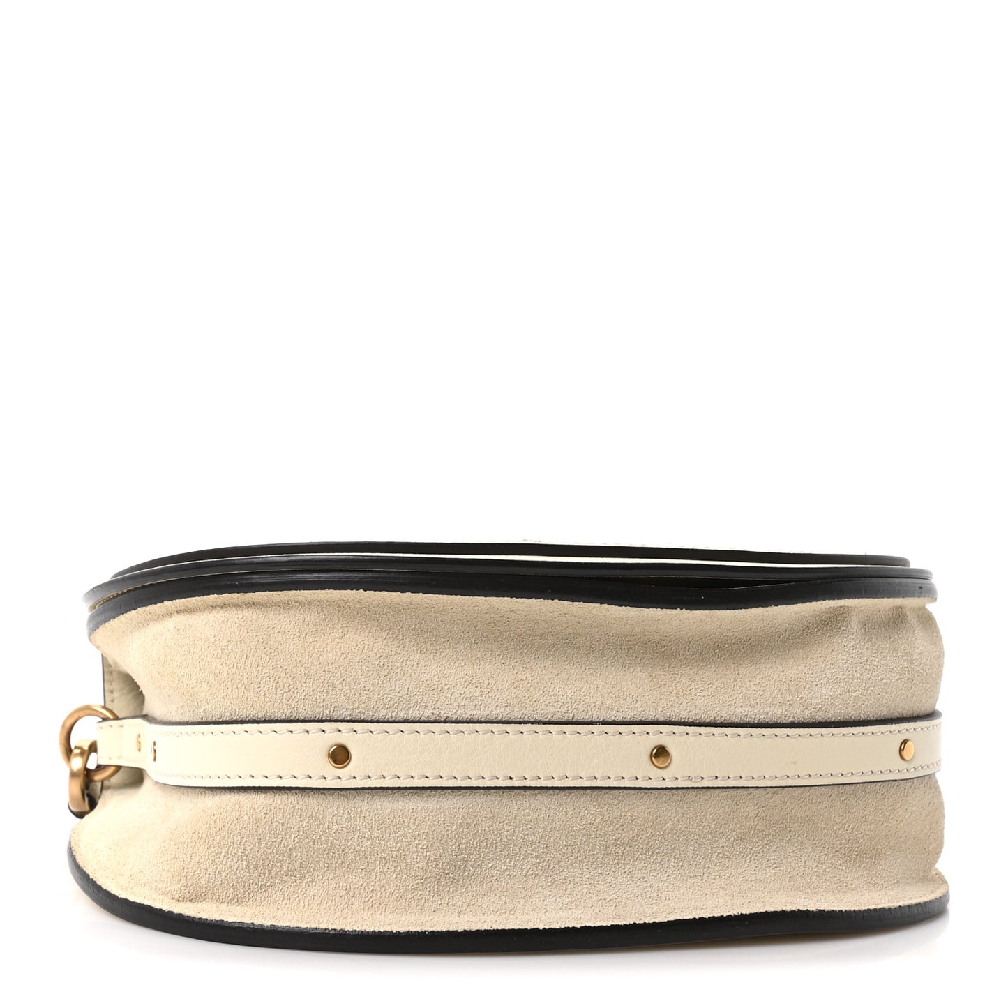 Calfskin Suede Medium Nile Bracelet Bag Off White