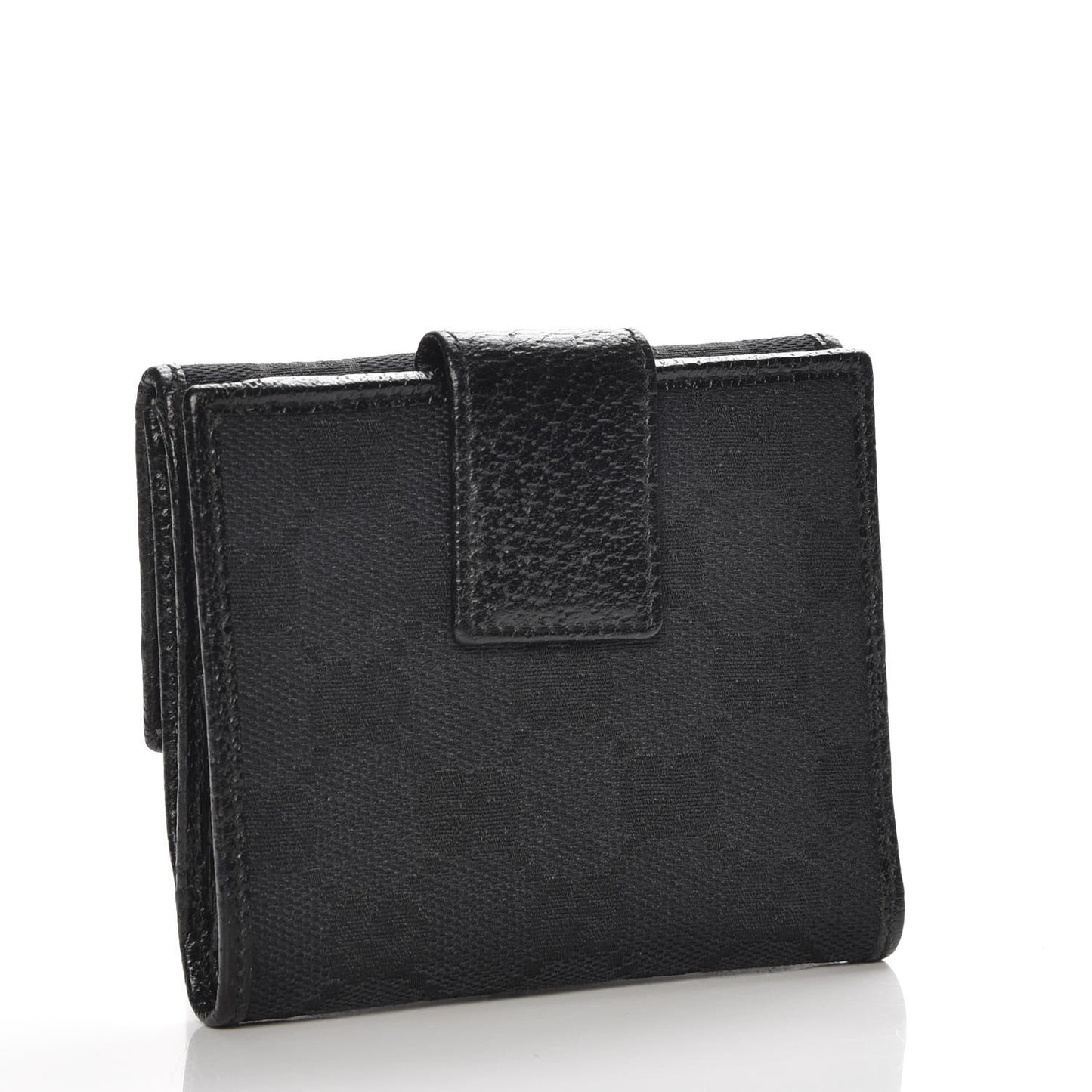Monogram Textured Calfskin Metal Bar French Flap Wallet Black