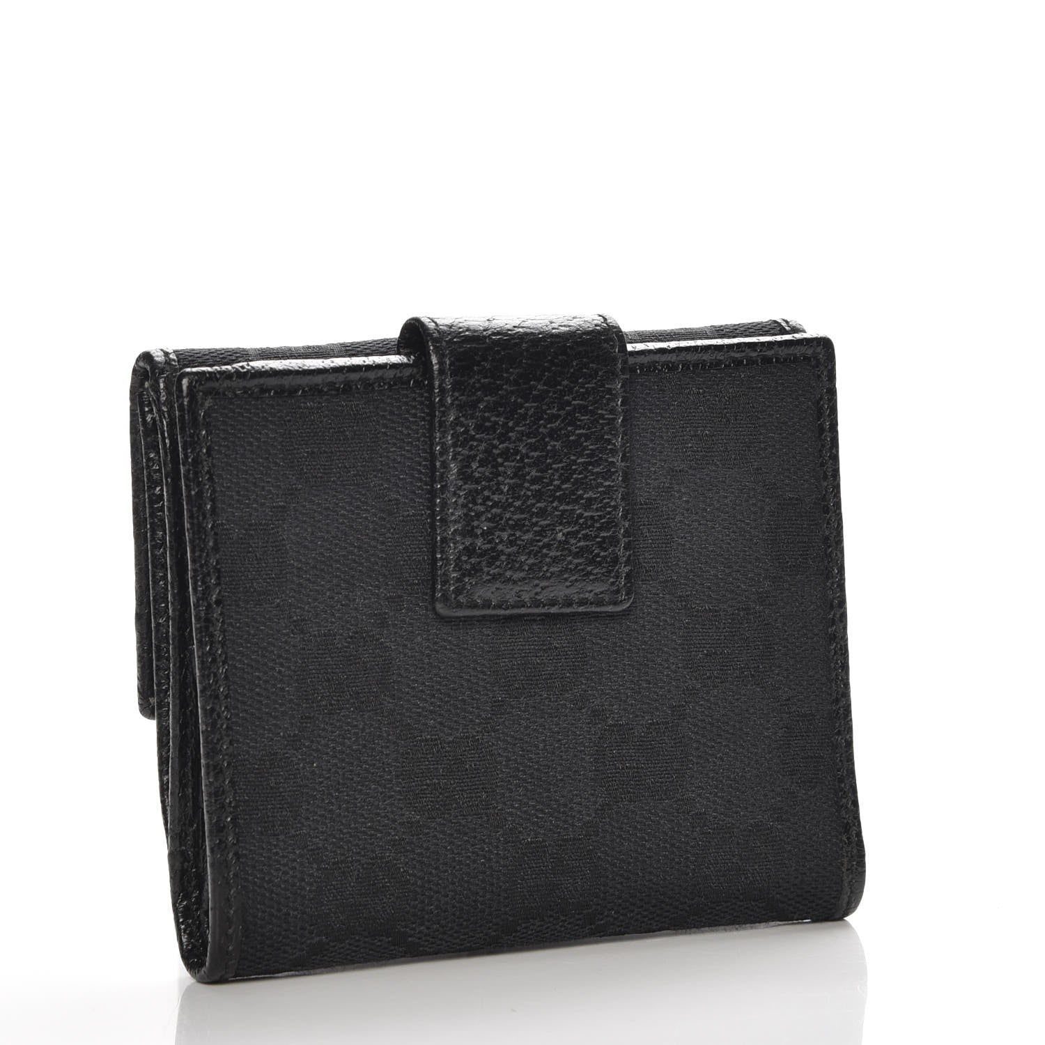 Gucci Monogram Textured Calfskin Metal Bar French Flap Wallet Black 3 of 8