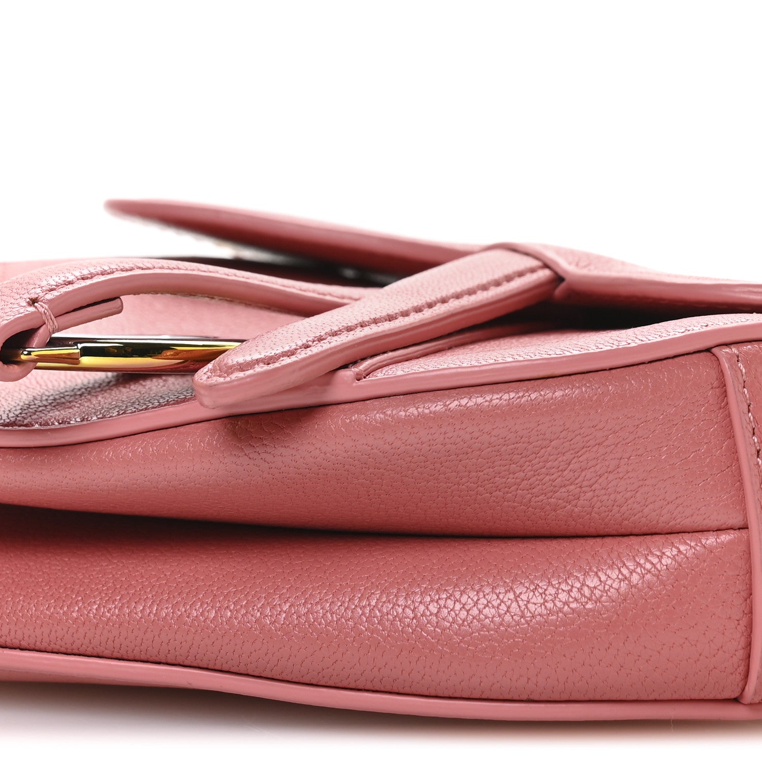Christian Dior Goatskin Micro Saddle Bag With Strap Coral Powder 10 of 11
