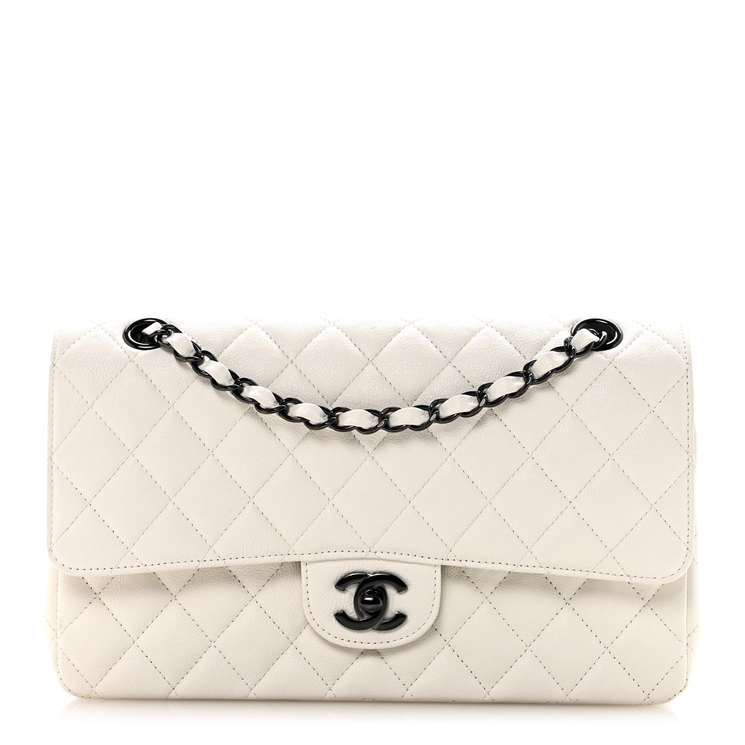 Chanel Crumpled Calfskin Quilted Medium Double Flap White 1 of 11