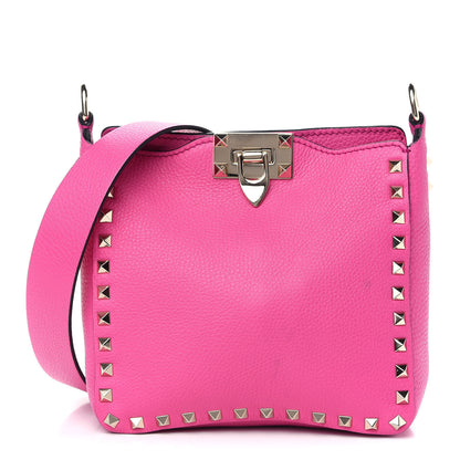 Valentino Garavani Pebbled Calfskin Mini Rockstud Flip-Lock Messenger Bag Pink Orchid 1 of 10