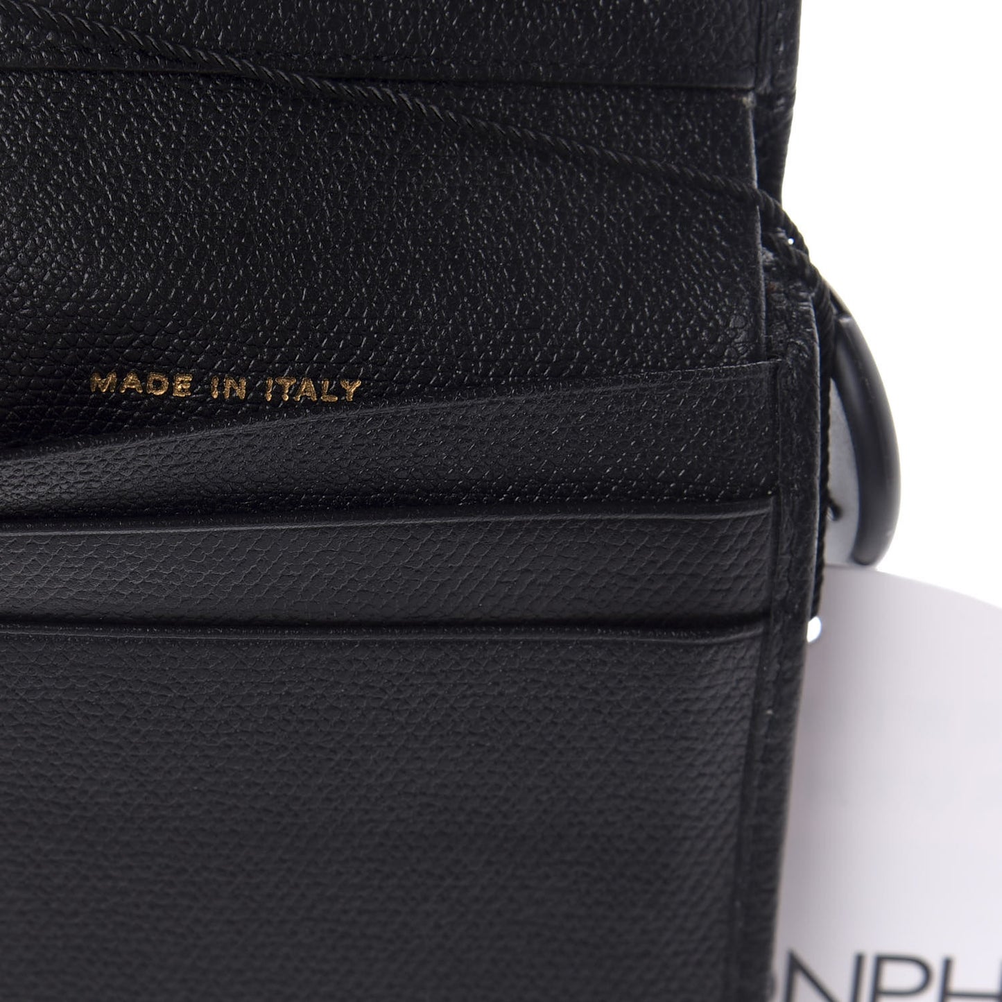 Grained Calfskin CC Button Flap Wallet Black