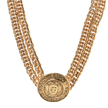 Chanel Chain Link CC Choker Necklace Gold 1 of 6