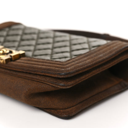Chanel Aged Calfskin Nubuck Quilted Medium Boy Flap Brown Green 9 of 12