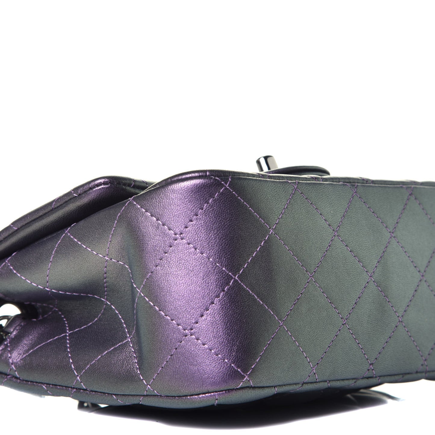 Iridescent Lambskin Quilted Mini Square Flap Dark Purple