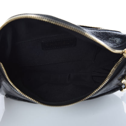 Chanel Crumpled Glazed Lambskin Quilted Waist Bag Fanny Pack Black 7 of 9
