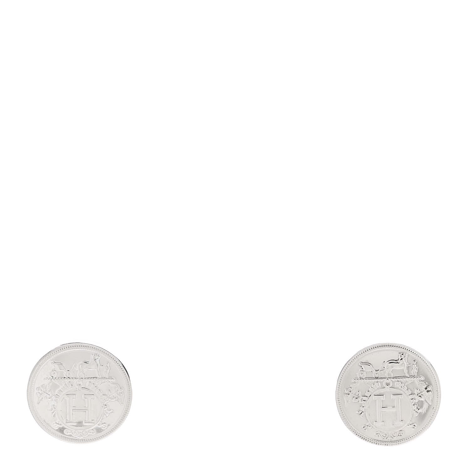 Hermes Sterling Silver TPM Ex-Libris Earrings 1 of 6