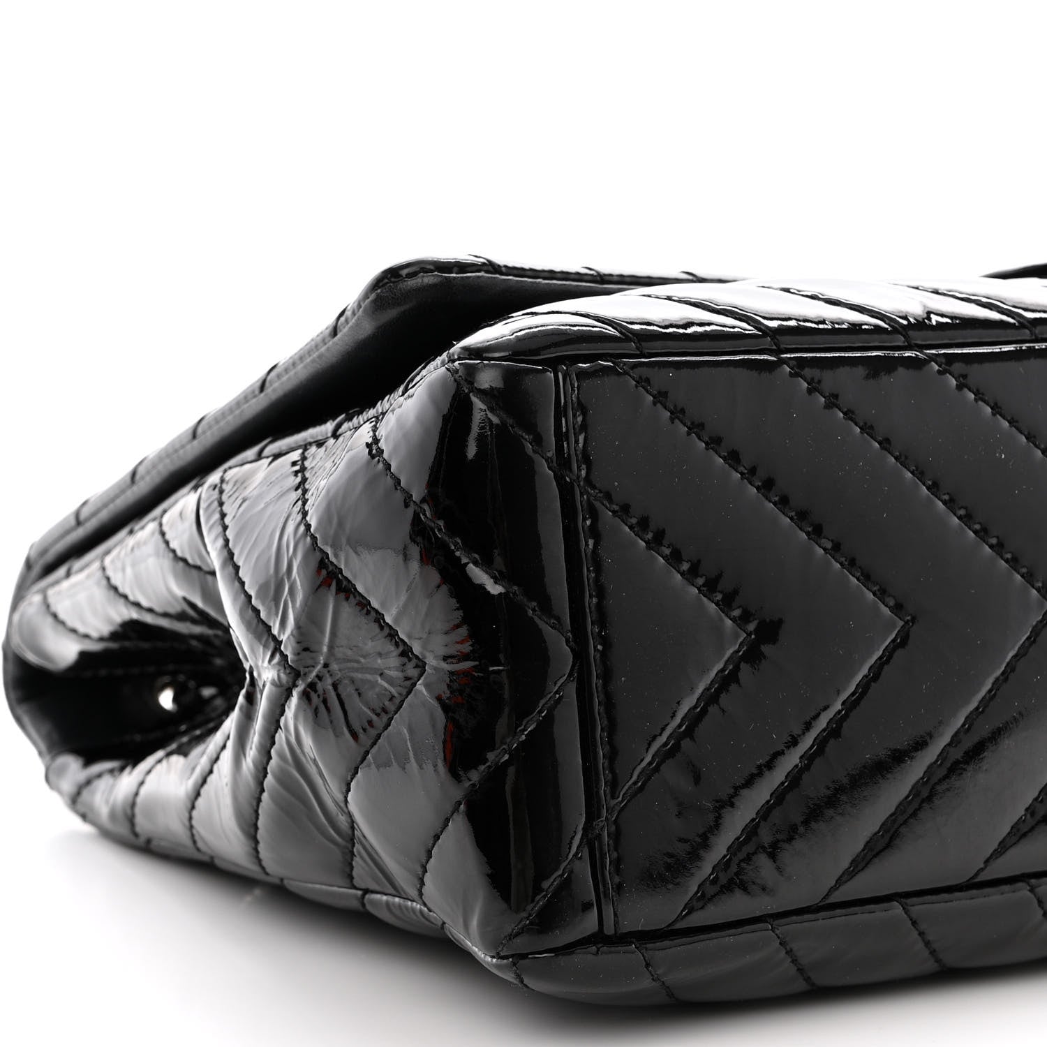 Chanel Patent Chevron Quilted Maxi Single Flap Black 10 of 13