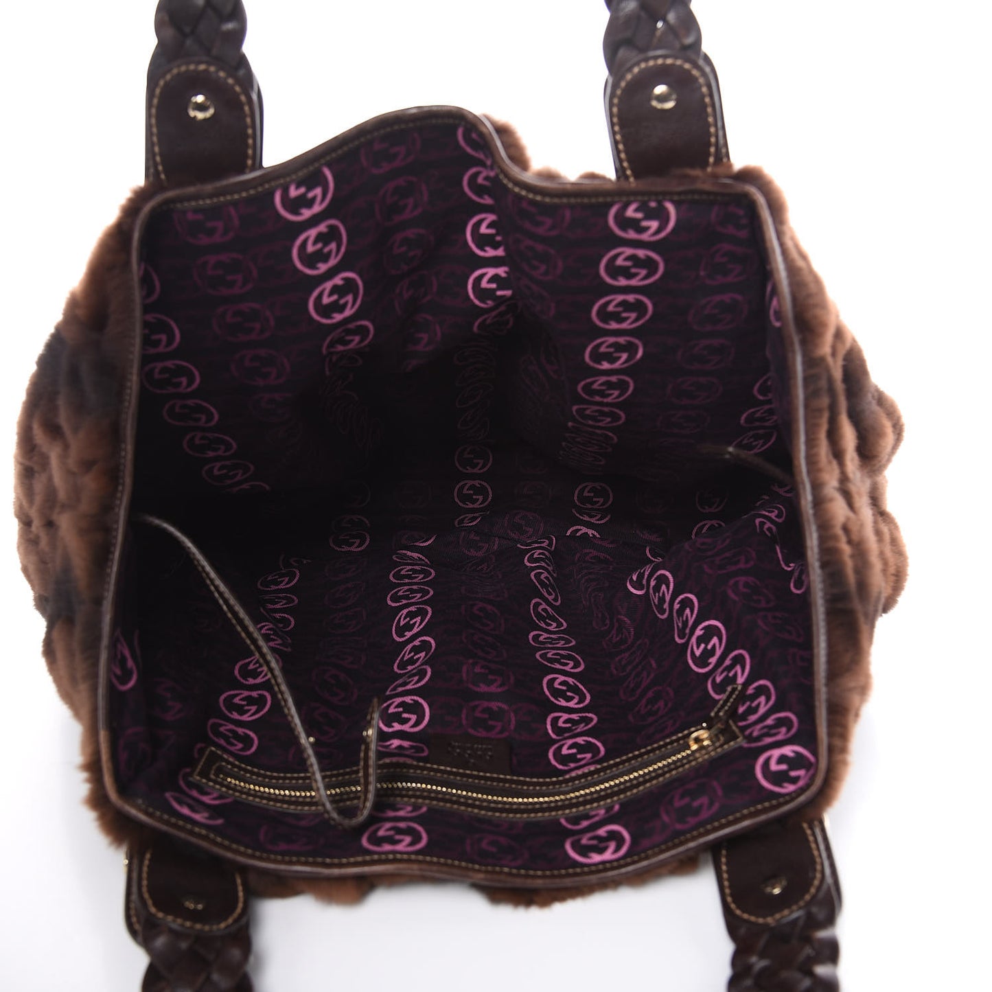Mink Fur Calfskin Medium Pelham Shoulder Bag Brown
