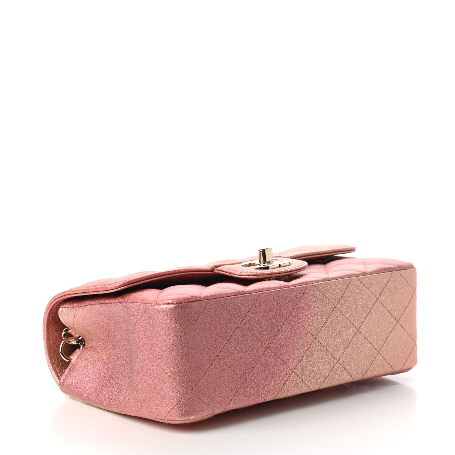 Chanel Metallic Lambskin Quilted Ombre Mini Rectangular Flap Pink 4 of 11