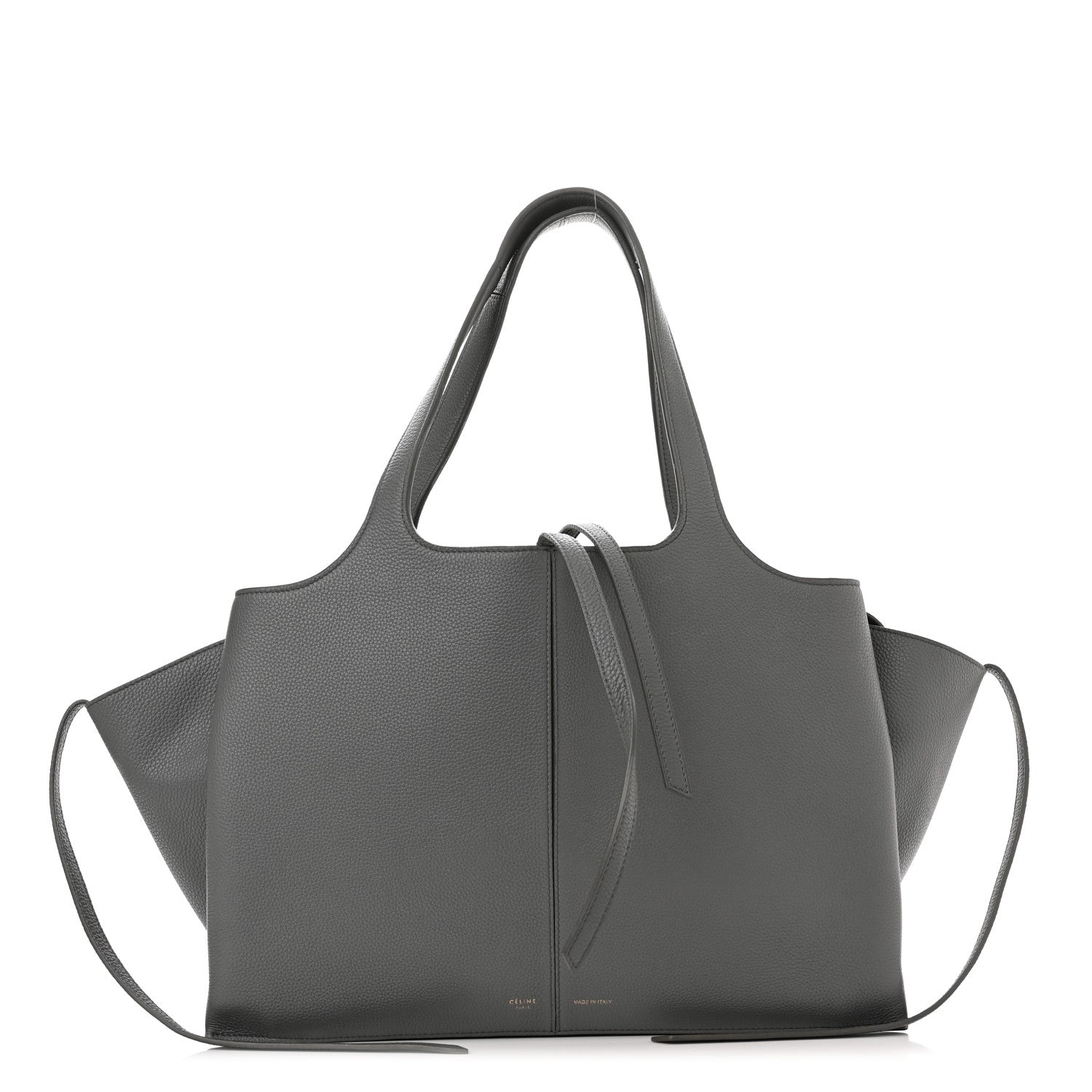 Celine Baby Grained Calfskin Medium Tri-Fold Bag Grey 1 of 15