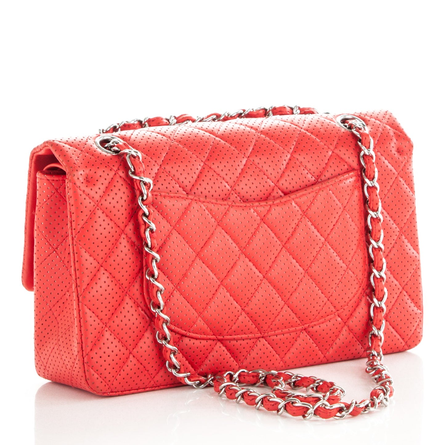 Lambskin Perforated Medium Double Flap Red