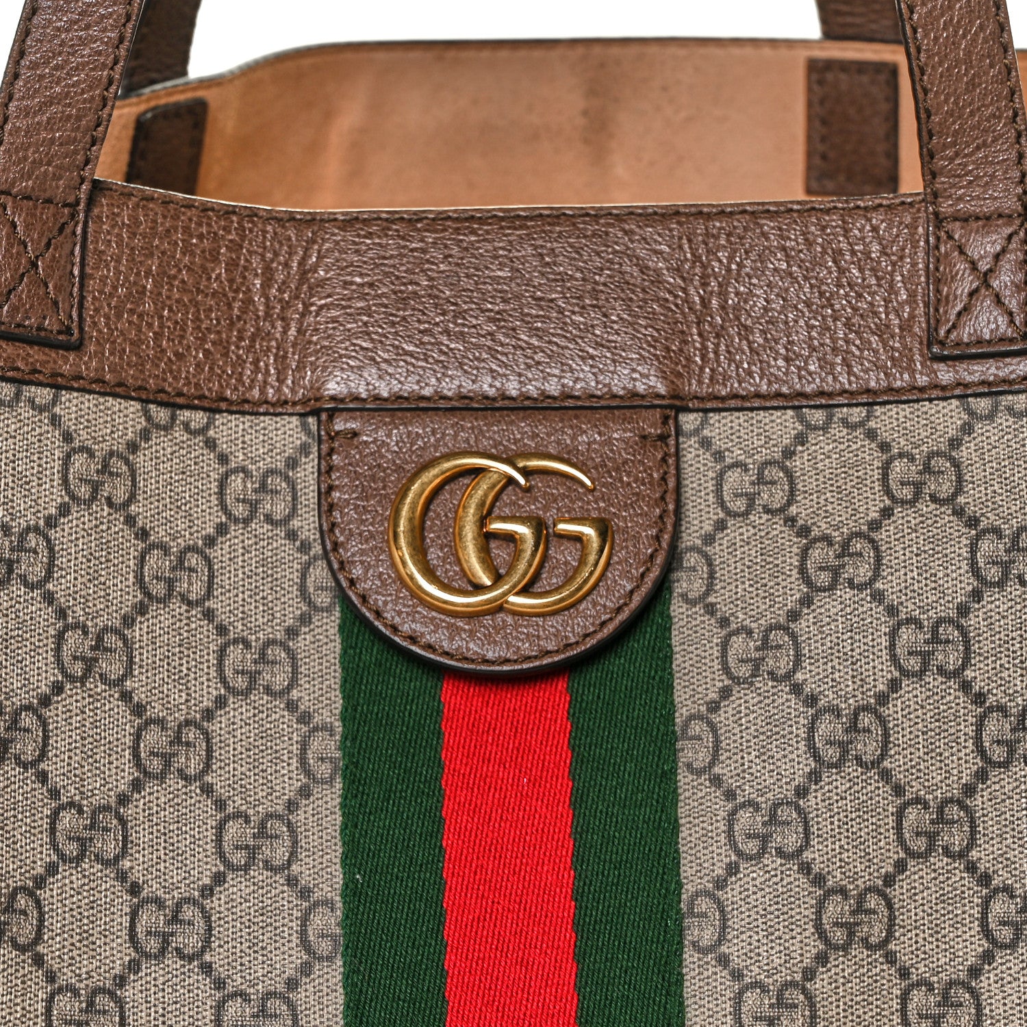 Gucci GG Supreme Monogram Web Ophidia Tote Brown 11 of 13