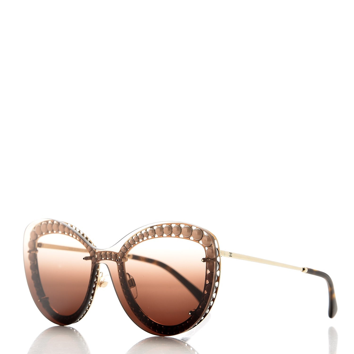 Chanel Acetate Metal Pearl Butterfly Sunglasses 4236-H Brown 1 of 7
