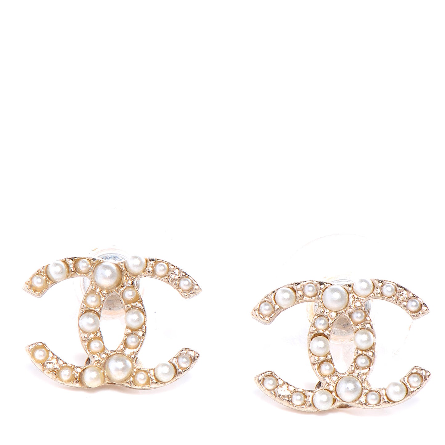 Pearl CC Logo Earrings Gold
