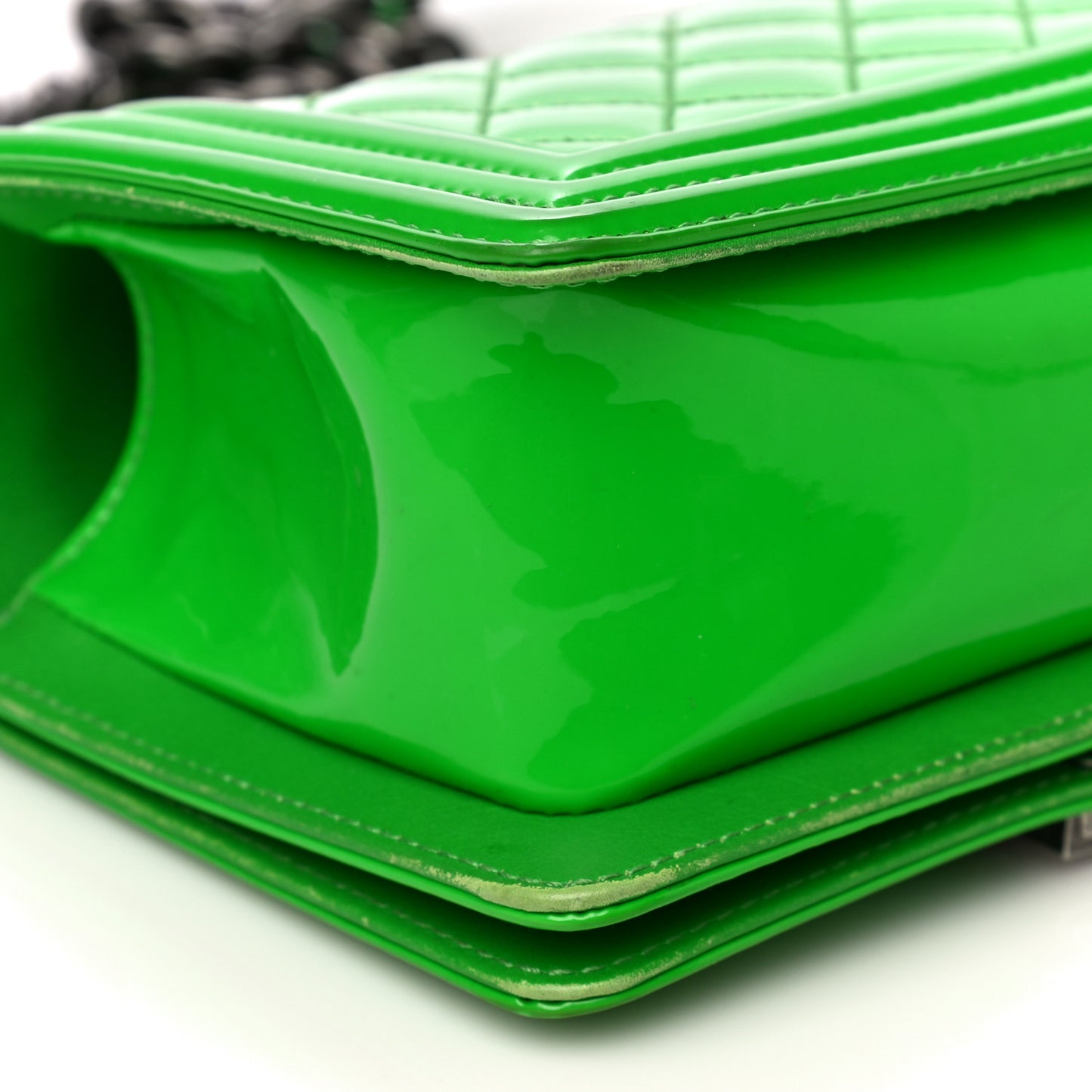 Patent Quilted Small Boy Flap Green