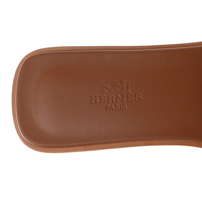 Hermes Box Calfskin Oran Sandals 39.5 Gold 7 of 9