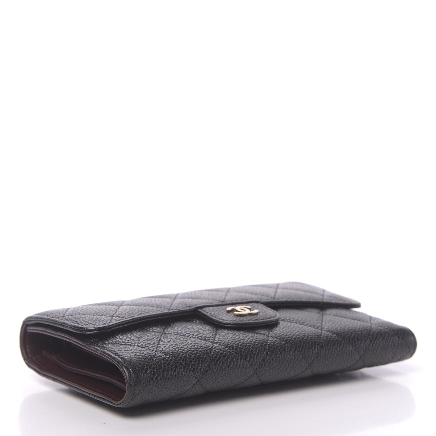 Caviar Quilted Large Flap Wallet Black