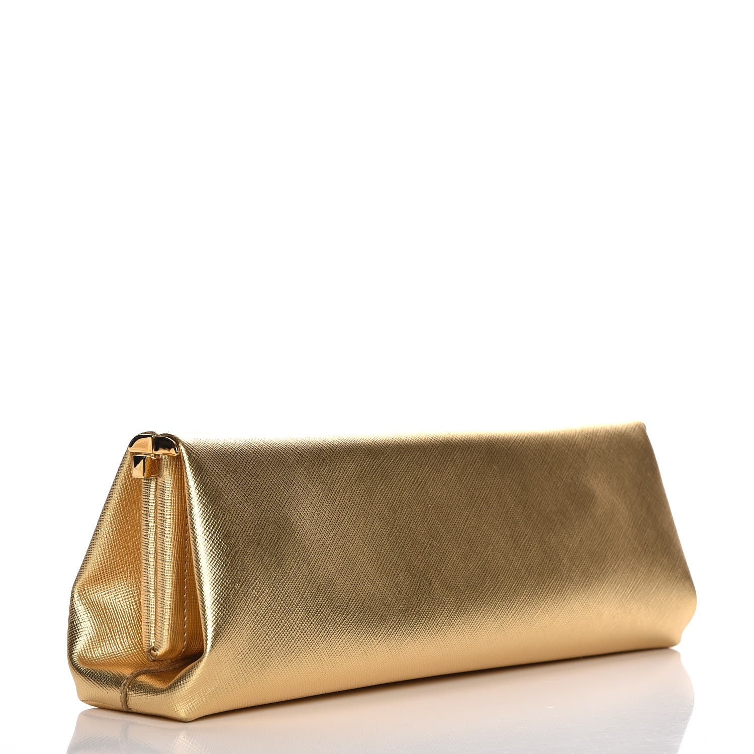 Prada Metallic Saffiano Lux East West Frame Clutch Platino 3 of 8