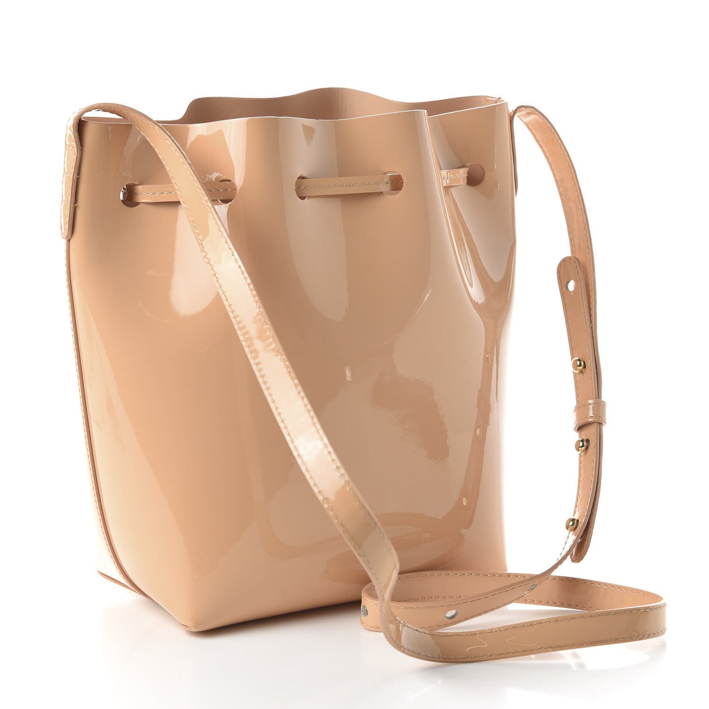Patent Calfskin Bucket Bag Rosa
