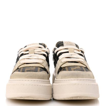 Fendi Suede Vitello Fendi Logo Match Low Top Sneakers 39 Cream Tobacco Black 3 of 10