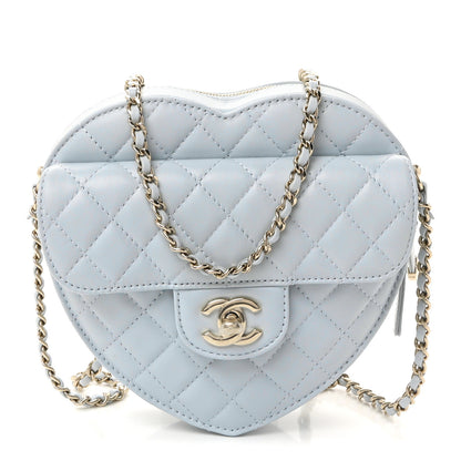 Chanel Lambskin Quilted Large CC In Love Heart Bag Light Blue 1 of 11