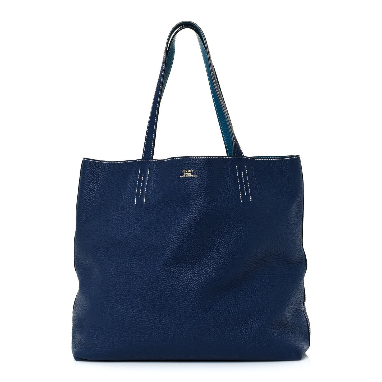 Taurillon Clemence Double Sens 36 Reversible Tote Bleu Sapphire Izmir