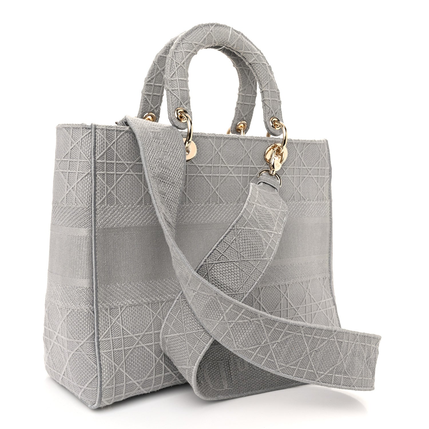 Christian Dior Canvas Embroidered Cannage Lady D-Lite Gray 2 of 11