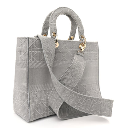 Christian Dior Canvas Embroidered Cannage Lady D-Lite Gray 2 of 11