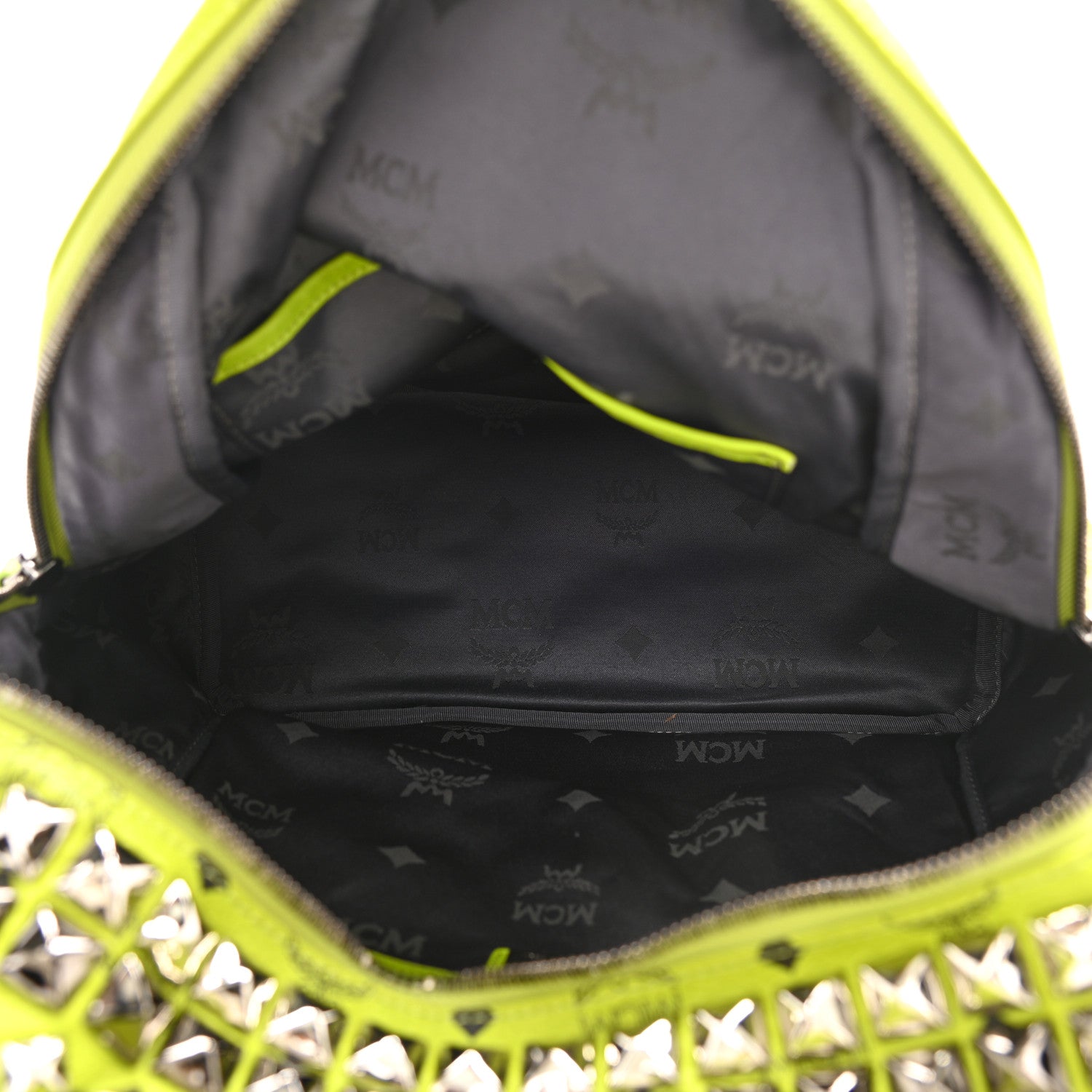 MCM Visetos Crown Stud Medium Stark Backpack Green 5 of 12