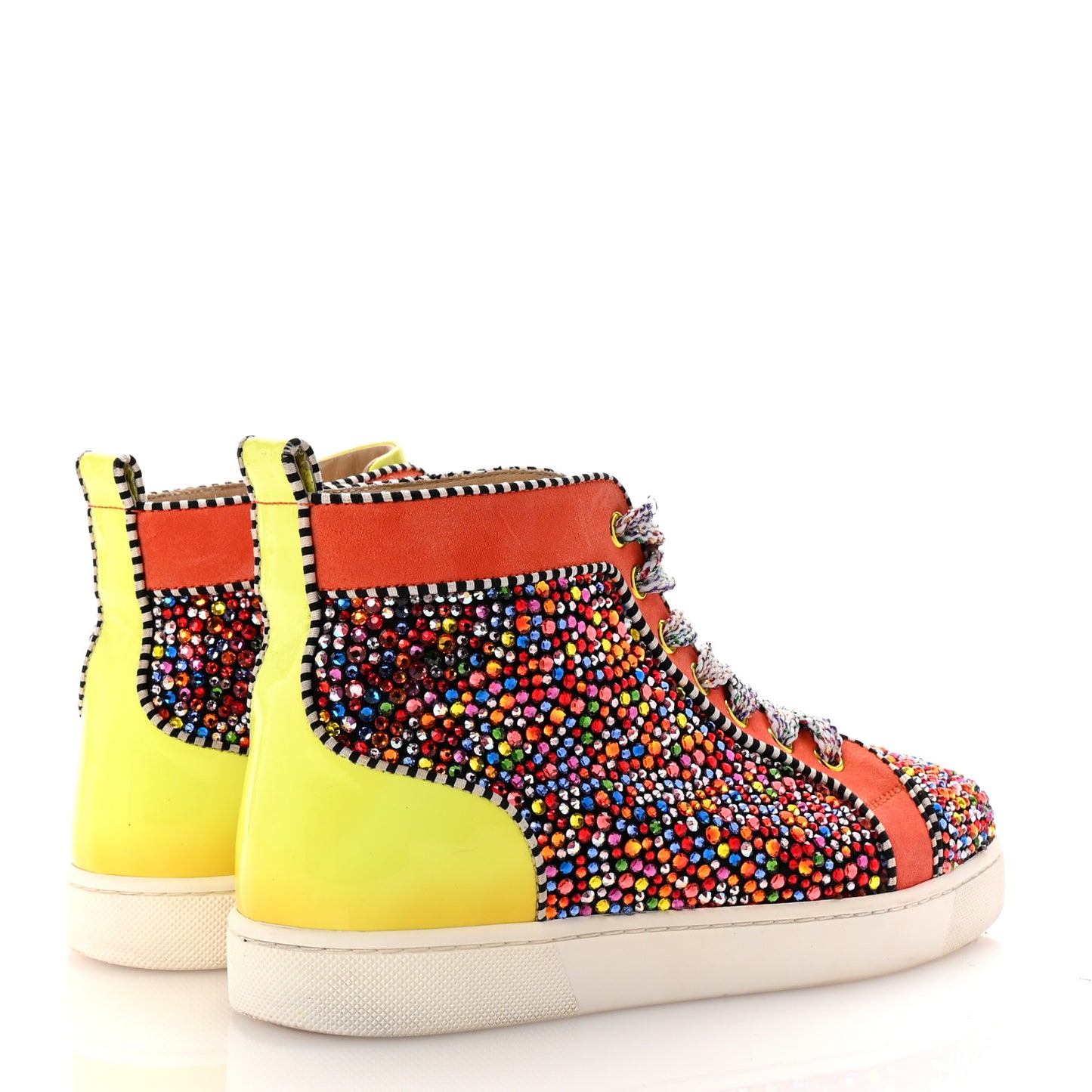 Patent Suede Crystal Embellished Orlato Flat Sneakers 37 Multicolor