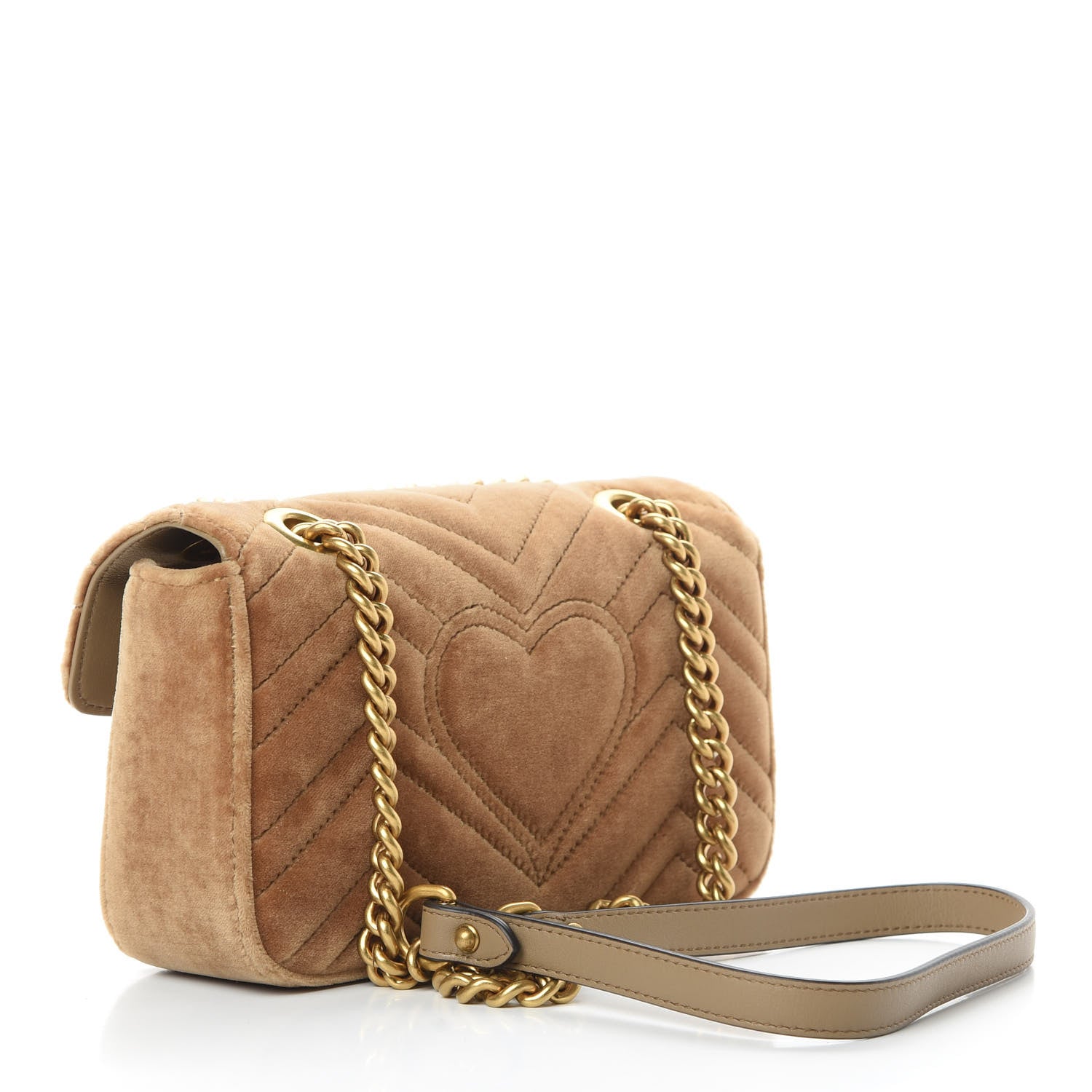 Gucci Velvet Matelasse Mini GG Marmont Shoulder Bag Taupe 4 of 12