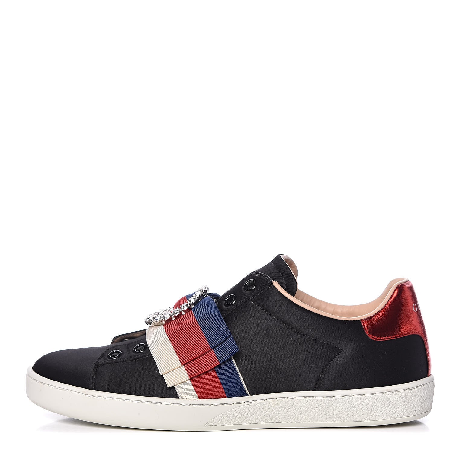 Gucci Canvas Crystal Sylvie Web Womens Ace Sneakers 38 Black 1 of 17