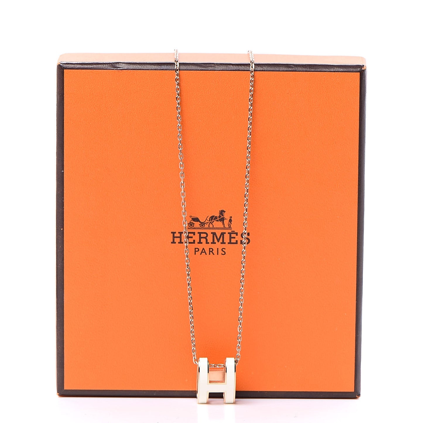 Lacquered Gold Pop H Pendant Necklace White