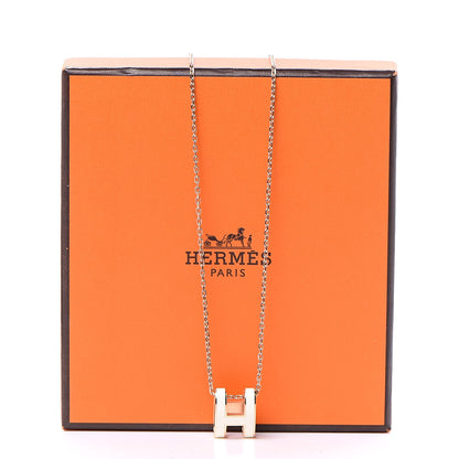 Hermes Lacquered Gold Pop H Pendant Necklace White 5 of 5