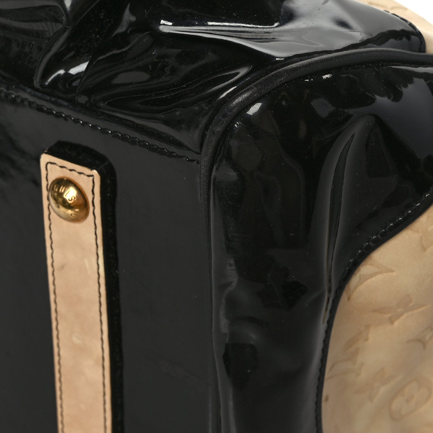 Calfskin Patent Embossed Monogram Stephen Ivory