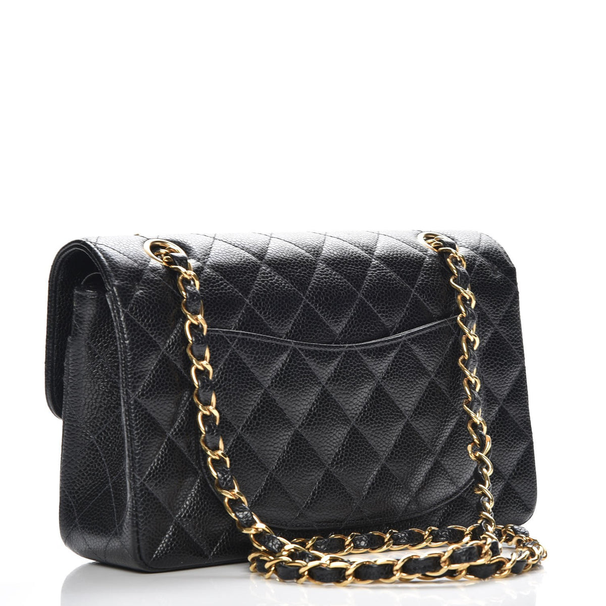 Caviar Quilted Small Double Flap Black