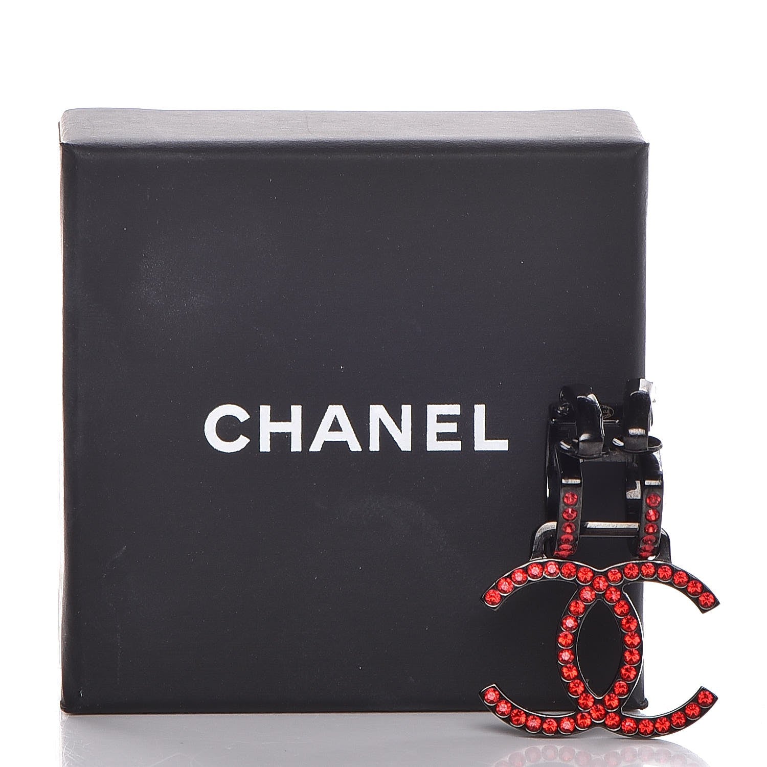 Chanel Crystal CC Single Clip On Earring Red 5 of 5