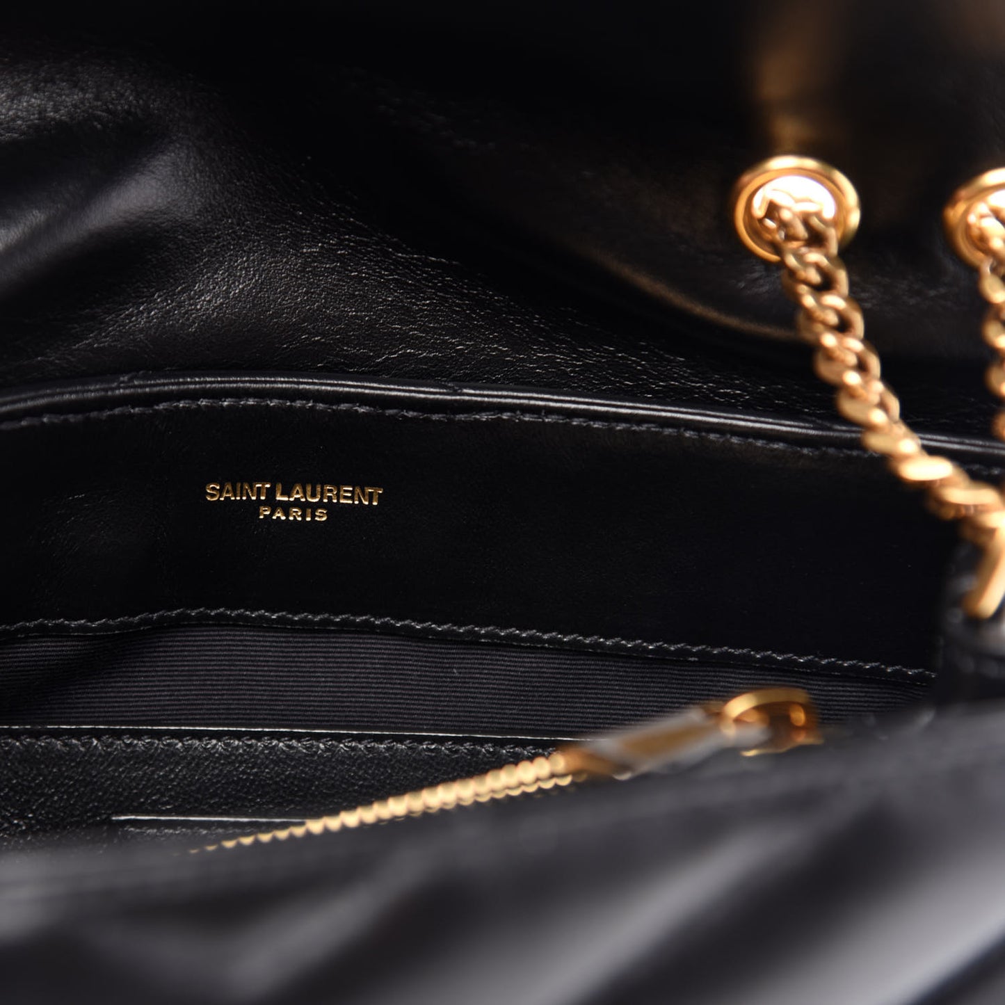 Calfskin Y Quilted Monogram Small Loulou Chain Satchel Black