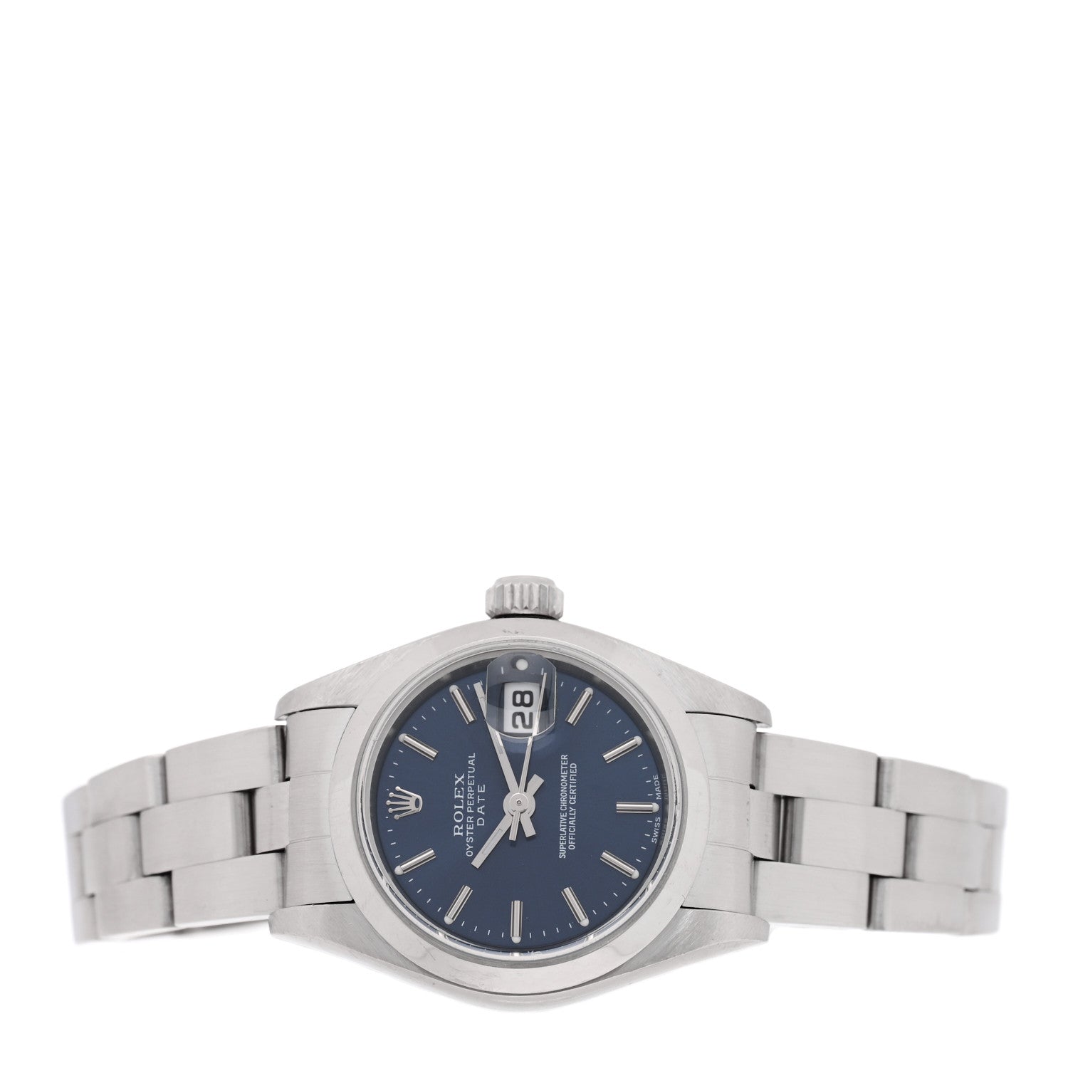 Rolex Stainless Steel 26mm Oyster Perpetual Date Watch Blue 79160 2 of 5