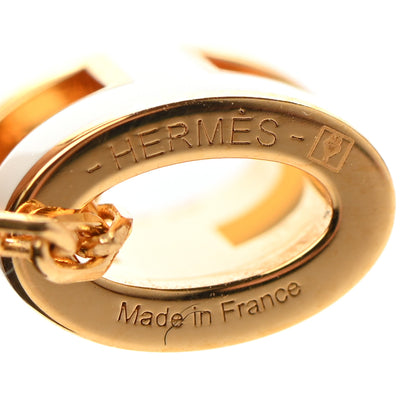 Hermes Lacquered Gold Mini Pop H Pendant Necklace White 7 of 8
