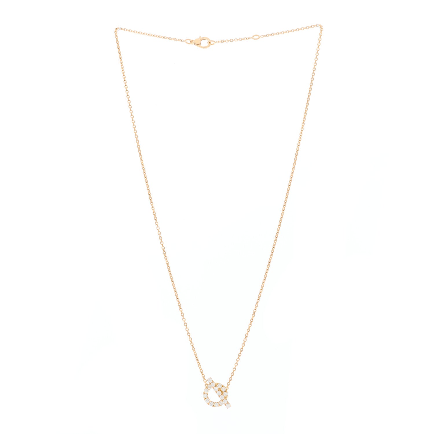 Hermes 18K Rose Gold Diamond Finesse Pendant Necklace 2 of 6
