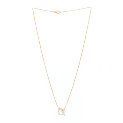 Hermes 18K Rose Gold Diamond Finesse Pendant Necklace 2 of 6