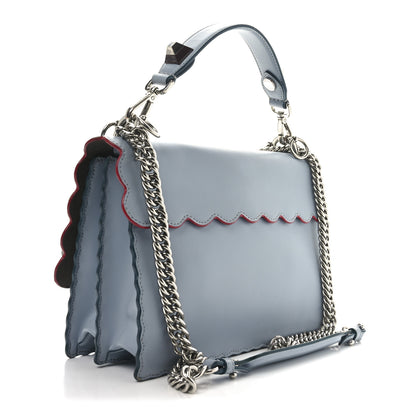 Fendi Vitello Liberty Lucido Flowerland Scalloped Studded Kan I Shoulder Bag Azzurro Polvere Multicolor 3 of 10